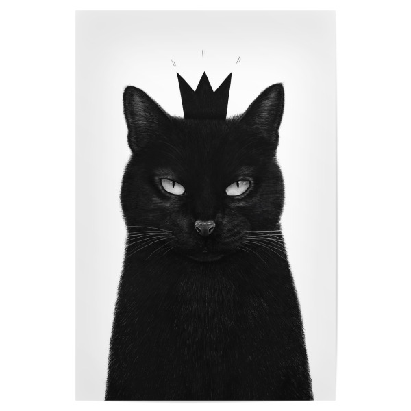 Poster "King cat" artboxONE - Natur,Tiere,Weihnachten,Für Papa,Lustig - Cat,King,Royal,Father's day,Black and white,Katze,Schwarzweiß,Blackandwhite