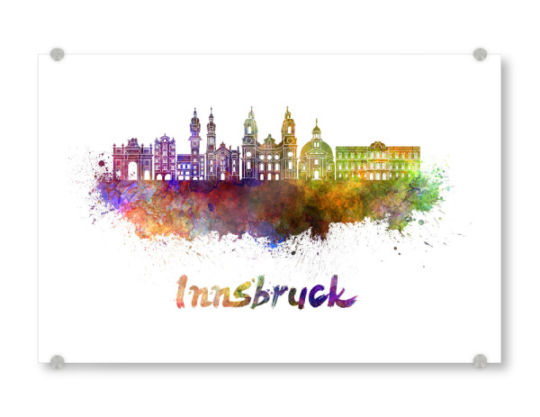 Acrylglasbild "INNSBRUCK skyline in watercolor-b" artboxONE - Städte,Abstrakt,Architektur