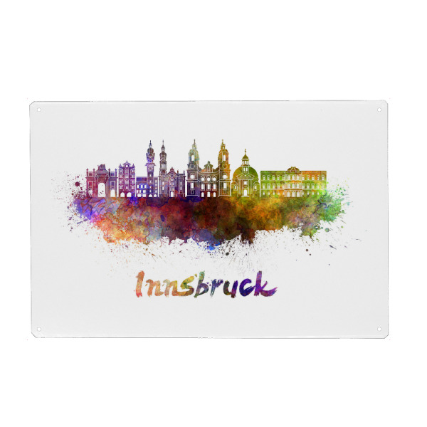 Metall Poster "INNSBRUCK skyline in watercolor-b" artboxONE - Städte,Abstrakt,Architektur