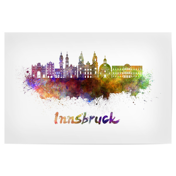 Poster "INNSBRUCK skyline in watercolor-b" artboxONE - Städte,Abstrakt,Architektur