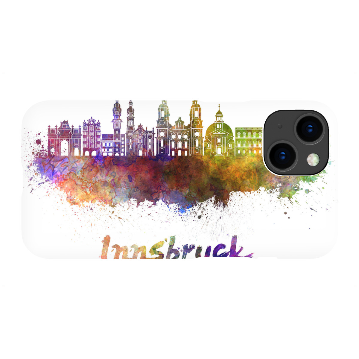 iPhone "INNSBRUCK skyline in watercolor-b" Premium-Case Handyhülle artboxONE
