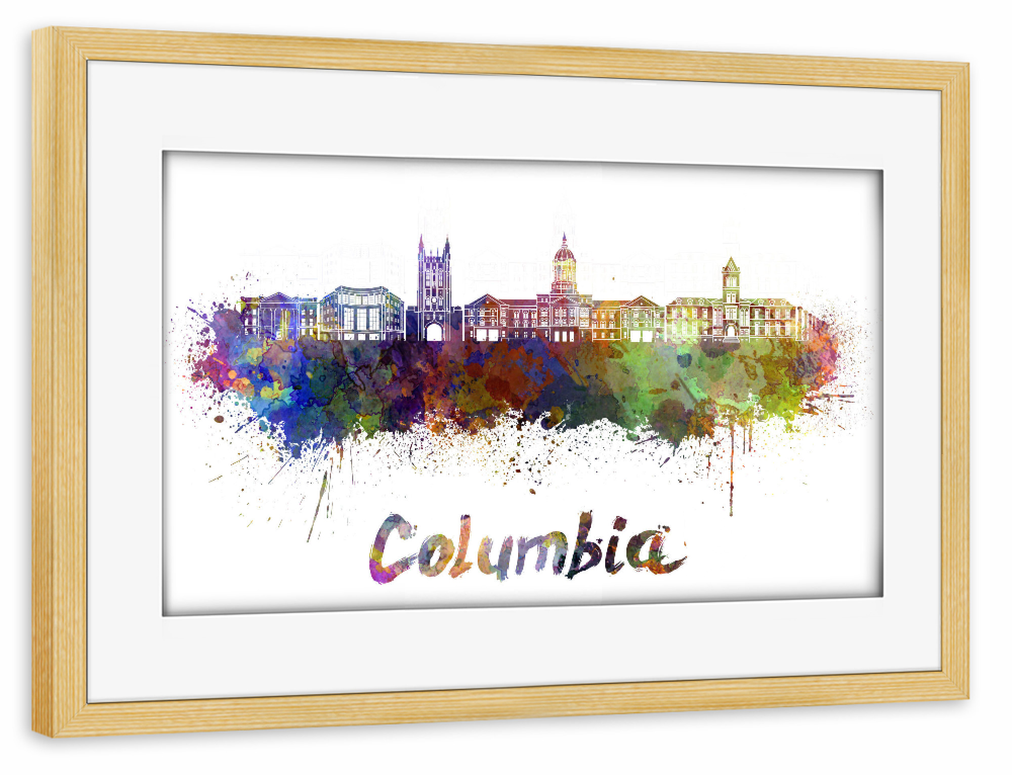 Poster mit Rahmen kiefer "COLUMBIA MO skyline-c" artboxONE - Städte,Reise,Abstrakt,Architektur