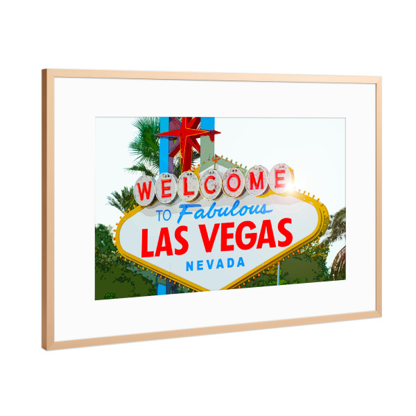 Poster mit Rahmen Kupfer "Vegas Schild" artboxONE - Reise,Reise / Länder,Städte / Las Vegas,Männer