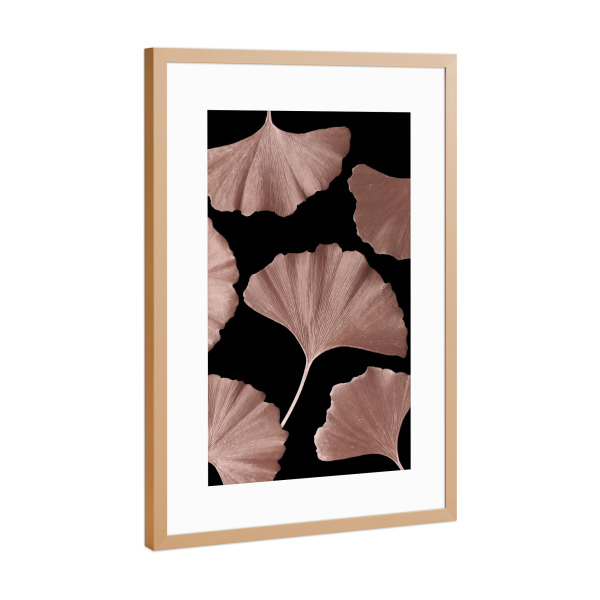 Poster mit Rahmen Kupfer "Ginkgo Blätter Braunrot" artboxONE - Natur,Floral,Abstrakt