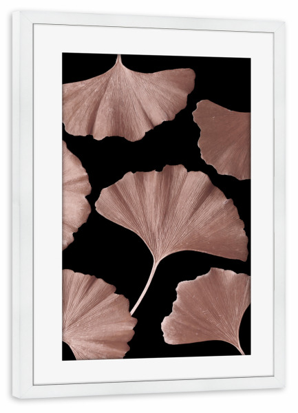 Poster mit Rahmen weiß "Ginkgo Blätter Braunrot" artboxONE - Natur,Floral,Abstrakt