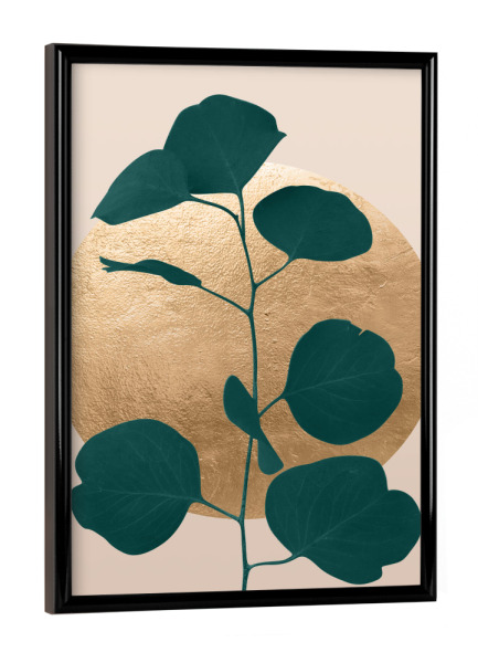 Poster mit schwarzem Rahmen "Flat Leaf Gold" artboxONE - Floral,Abstrakt,Geometrie