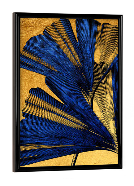 Poster mit schwarzem Rahmen "Ginko gold and blue" artboxONE - Natur,Floral