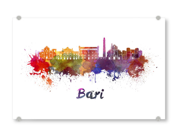 Acrylglasbild "BARI skyline in watercolor-b" artboxONE - Städte,Reise,Abstrakt,Architektur