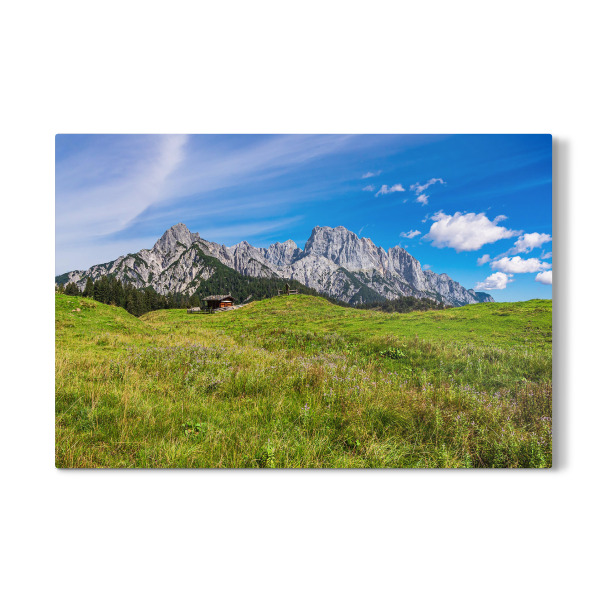 Galerie-Print "Gras, Hütte und Wilder Kaiser" 30x20 cm artboxONE