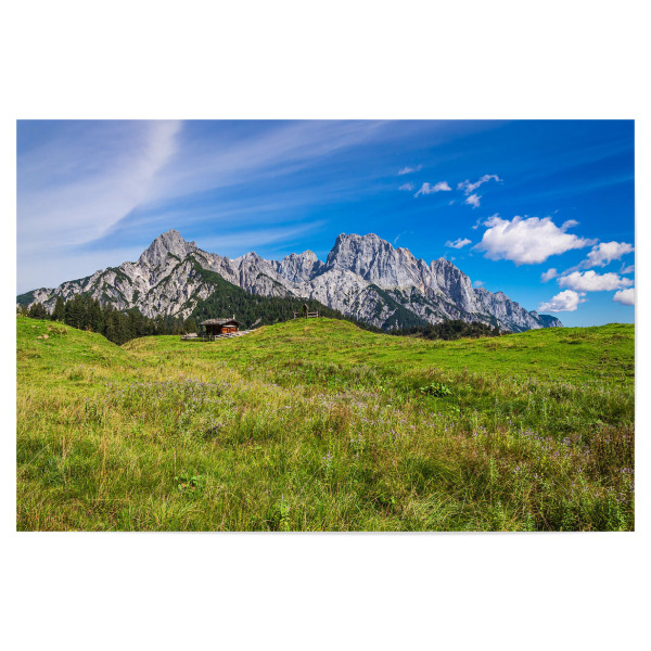 Poster "Gras, Hütte und Wilder Kaiser" artboxONE - Natur,Reise,Reise / Länder