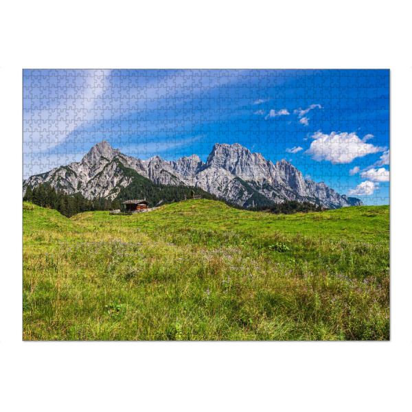 Puzzle Ravensburger "Gras, Hütte und Wilder Kaiser" artboxONE - Natur,Reise,Reise / Länder
