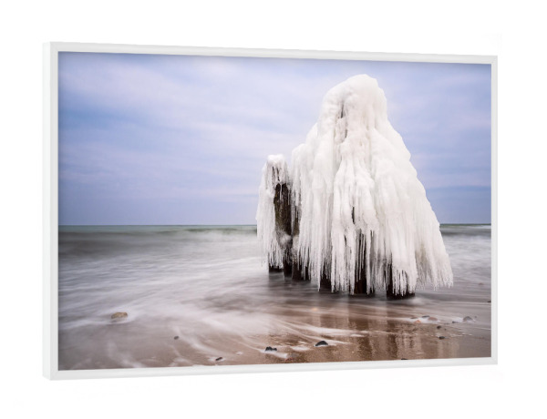 Poster mit weißem Rahmen "Strand, Buhne und Ostsee" artboxONE - Natur,Reise,Reise / Strand und Meer