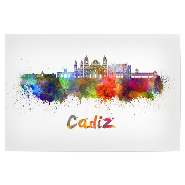 Poster "CADIZ skyline in watercolor-b" artboxONE - Städte,Reise,Abstrakt,Architektur
