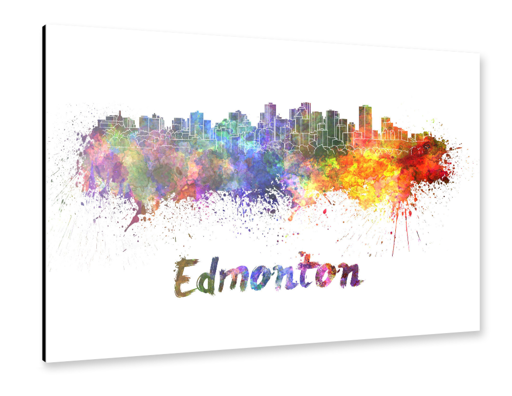 Alu-Dibond "EDMONTON skyline in watercolor" 75x50 cm artboxONE