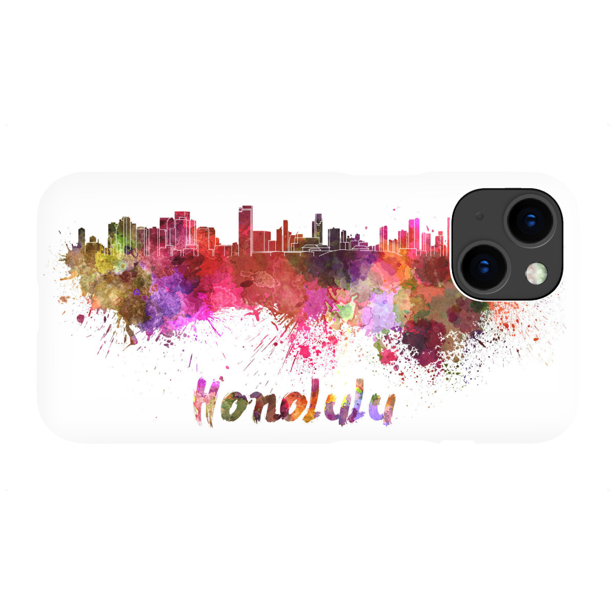 iPhone "HONOLULU skyline in watercolor-b" Premium-Case Handyhülle artboxONE