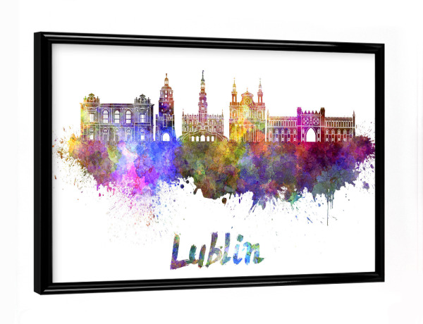 Poster mit schwarzem Rahmen "LUBLIN skyline in watercolor-b" artboxONE - Städte,Abstrakt,Architektur
