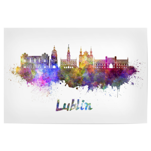 Poster 30x20 cm "LUBLIN skyline in watercolor-b" artboxONE - Städte,Abstrakt,Architektur