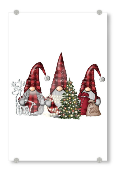 Acrylglasbild "Buffalo Plaid Gnomes" artboxONE - Für Kinder,Weihnachten,Für Mama,Festivals,Lustig