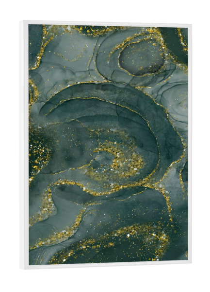 Poster mit weißem Rahmen "Green Gold Shine Paper" artboxONE - Abstrakt,Fashion,Marmor,Festivals