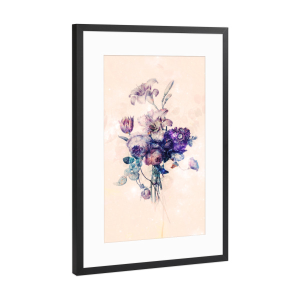 Poster mit Rahmen Schwarz (Metallic) "Space Flowers" artboxONE - Floral,Abstrakt,Galaxy