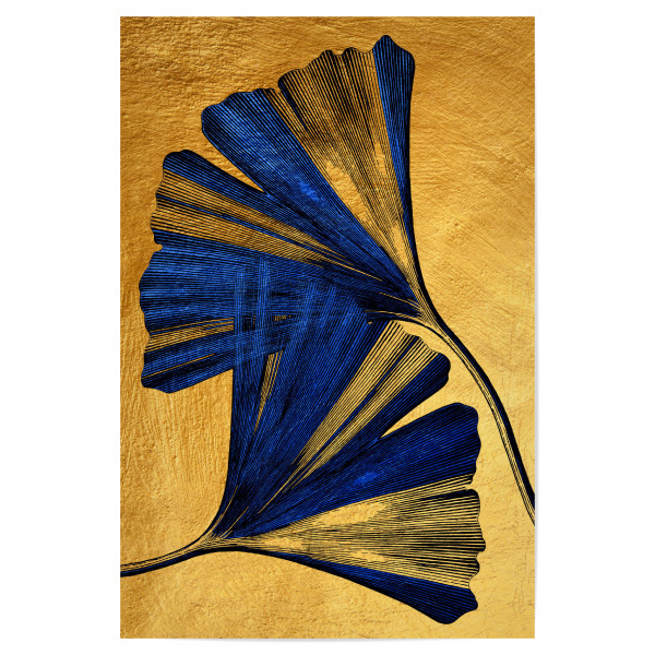 Poster "Ginko blue and gold art" artboxONE - Natur,Floral