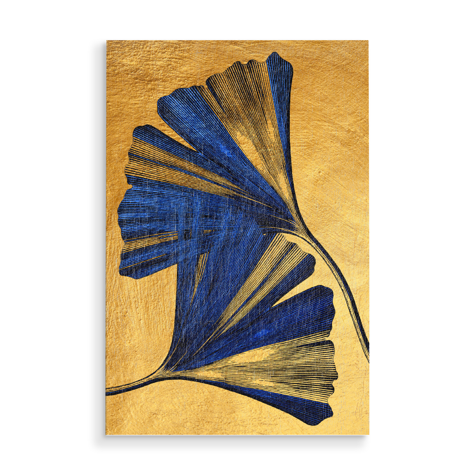 Holzbild "Ginko blue and gold art" artboxONE - Natur,Floral