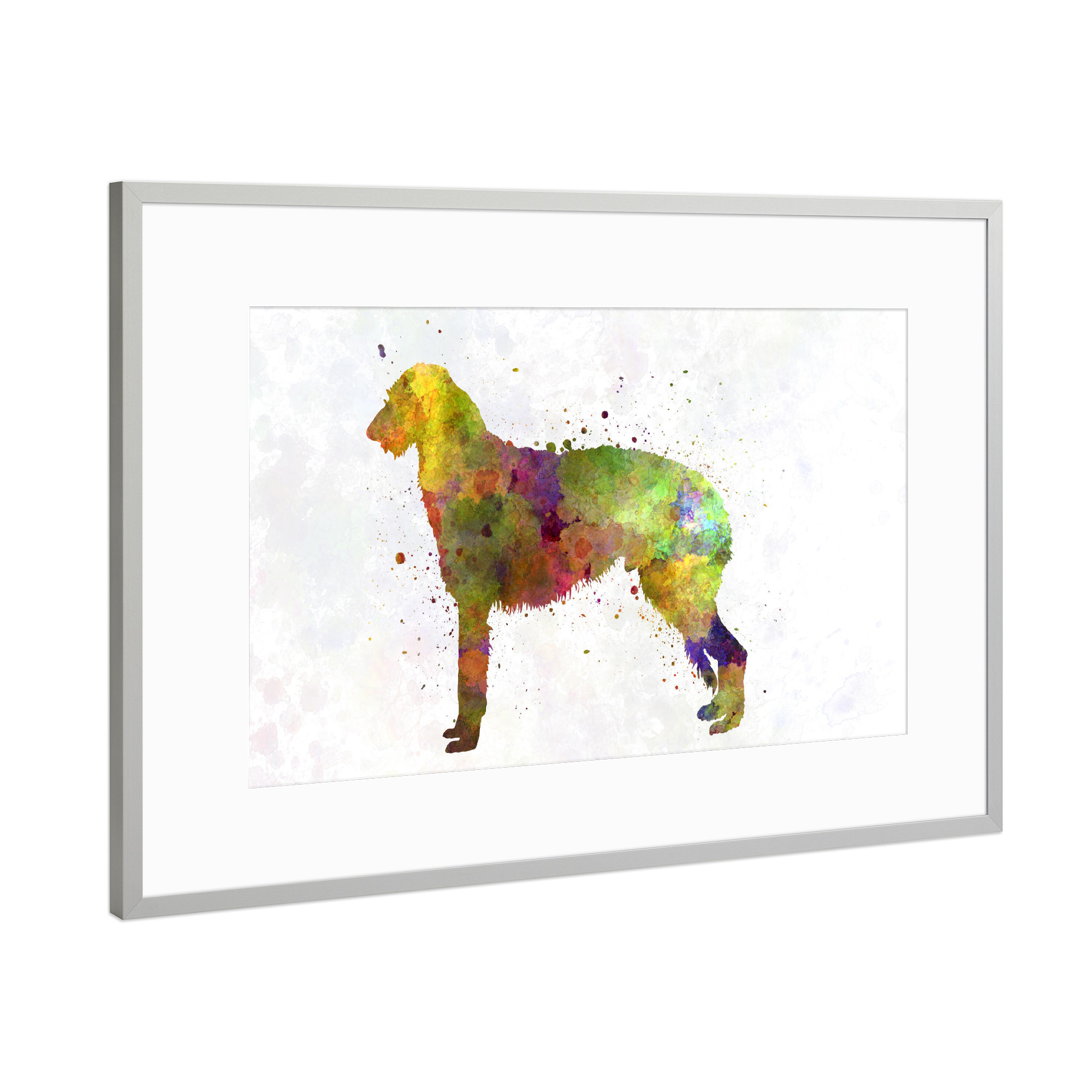 Poster mit Rahmen Silber "Deerhound in watercolor" artboxONE - Tiere,Abstrakt