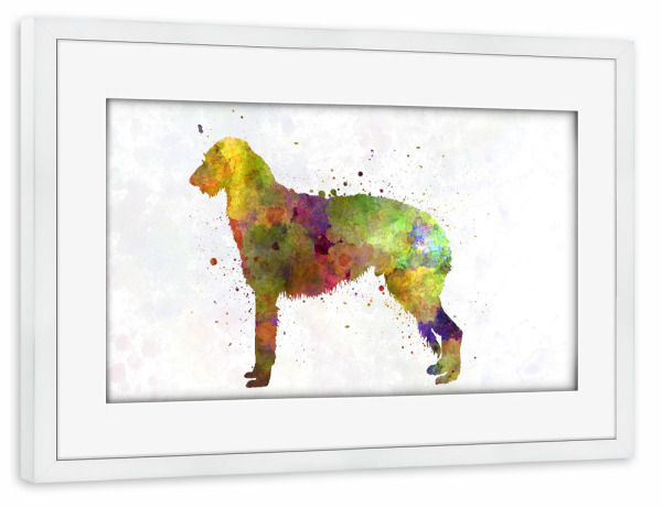 Poster mit Rahmen weiß "Deerhound in watercolor" artboxONE - Tiere,Abstrakt