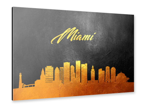 Alu-Dibond "Miami Florida Gold Skyline" 30x20 cm artboxONE