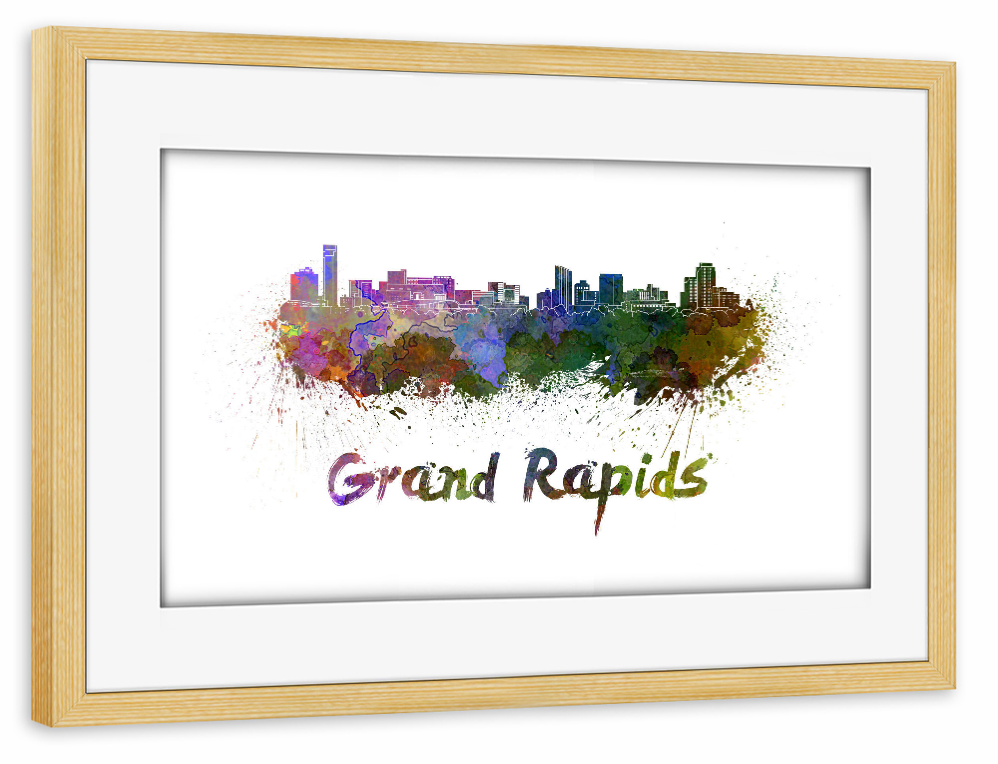 Poster mit Rahmen kiefer "GRAND RAPIDS skyline" artboxONE - Städte,Abstrakt,Architektur