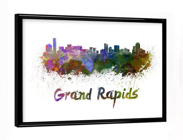 Poster mit schwarzem Rahmen "GRAND RAPIDS skyline" artboxONE - Städte,Abstrakt,Architektur