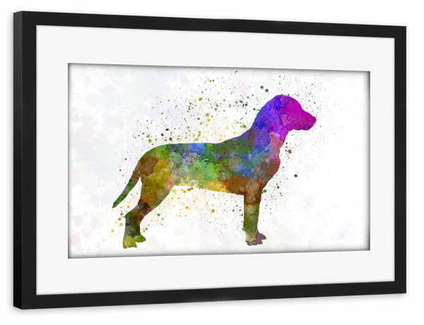 Poster mit Rahmen schwarz "Slovakian Hound in watercolor" artboxONE - Tiere,Abstrakt - Dog,Pet,Animal,Mammal,Watercolor,Abstract,Hund,Bunt,Colorful