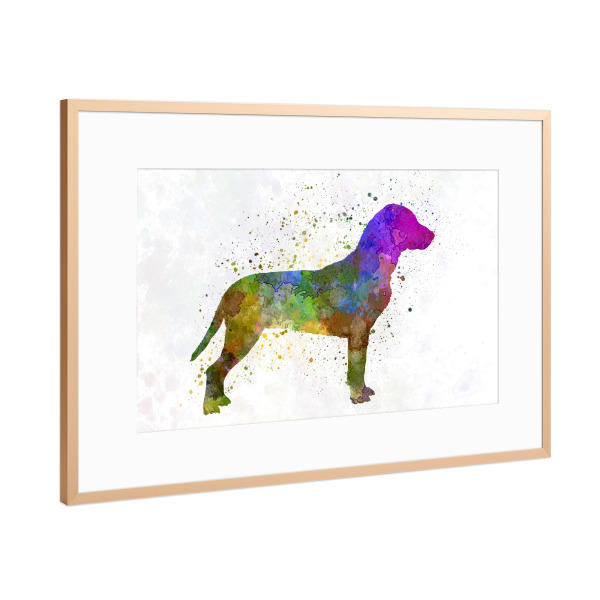 Poster mit Rahmen Kupfer "Slovakian Hound in watercolor" artboxONE - Tiere,Abstrakt - Dog,Pet,Animal,Mammal,Watercolor,Abstract,Hund,Bunt,Colorful