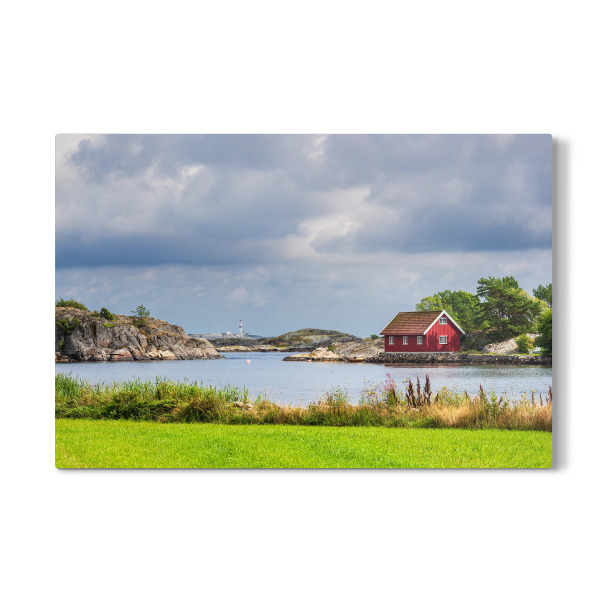 Galerie-Print "Gras, Felsen, Haus und Meer" 30x20 cm artboxONE