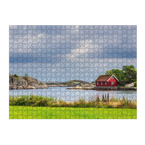 Puzzle Ravensburger "Gras, Felsen, Haus und Meer" artboxONE - Natur,Reise,Architektur,Reise / Strand und Meer,Reise / Länder