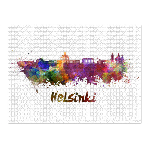 Puzzle Ravensburger "HELSINKI skyline in watercolor-b" artboxONE - Städte,Abstrakt,Architektur