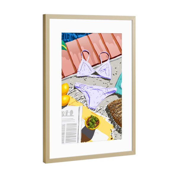 Poster mit Rahmen Gold "Summer on my mind" artboxONE - Fashion,Lustig