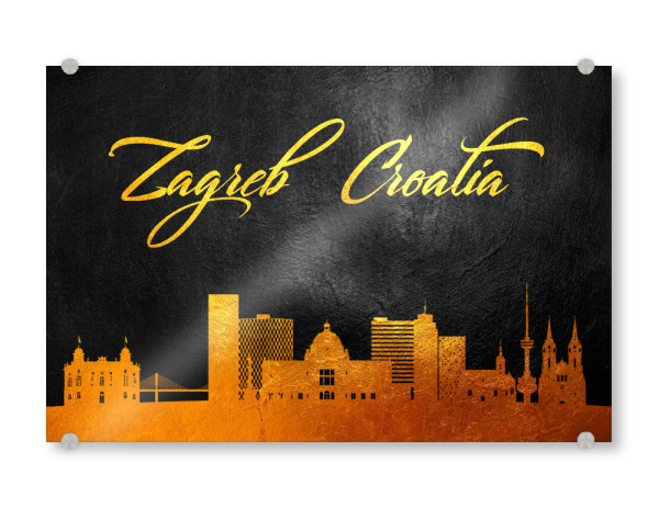 Acrylglasbild "Zagreb Croatia Gold Skyline" artboxONE - Städte - Zagreb,Croatia,Gold,Skyline,City,Stadt,Kroatien