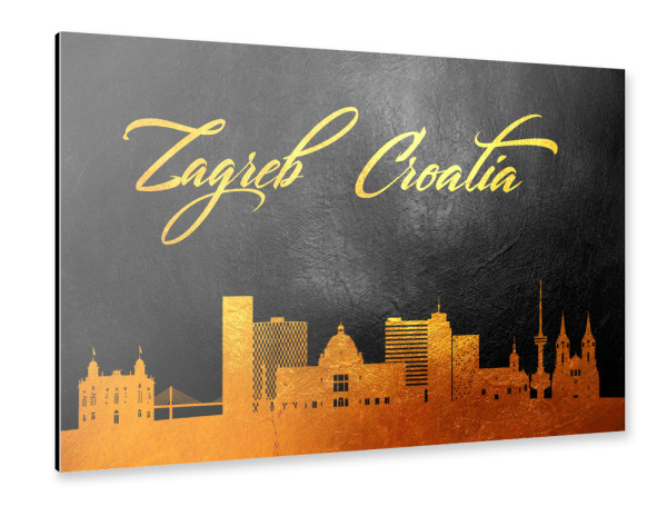Alu-Dibond "Zagreb Croatia Gold Skyline" 30x20 cm artboxONE