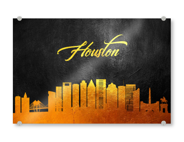 Acrylglasbild "Houston Texas Gold Skyline" artboxONE - Städte - Houston,Texas,Gold,Skyline,City,Stadt