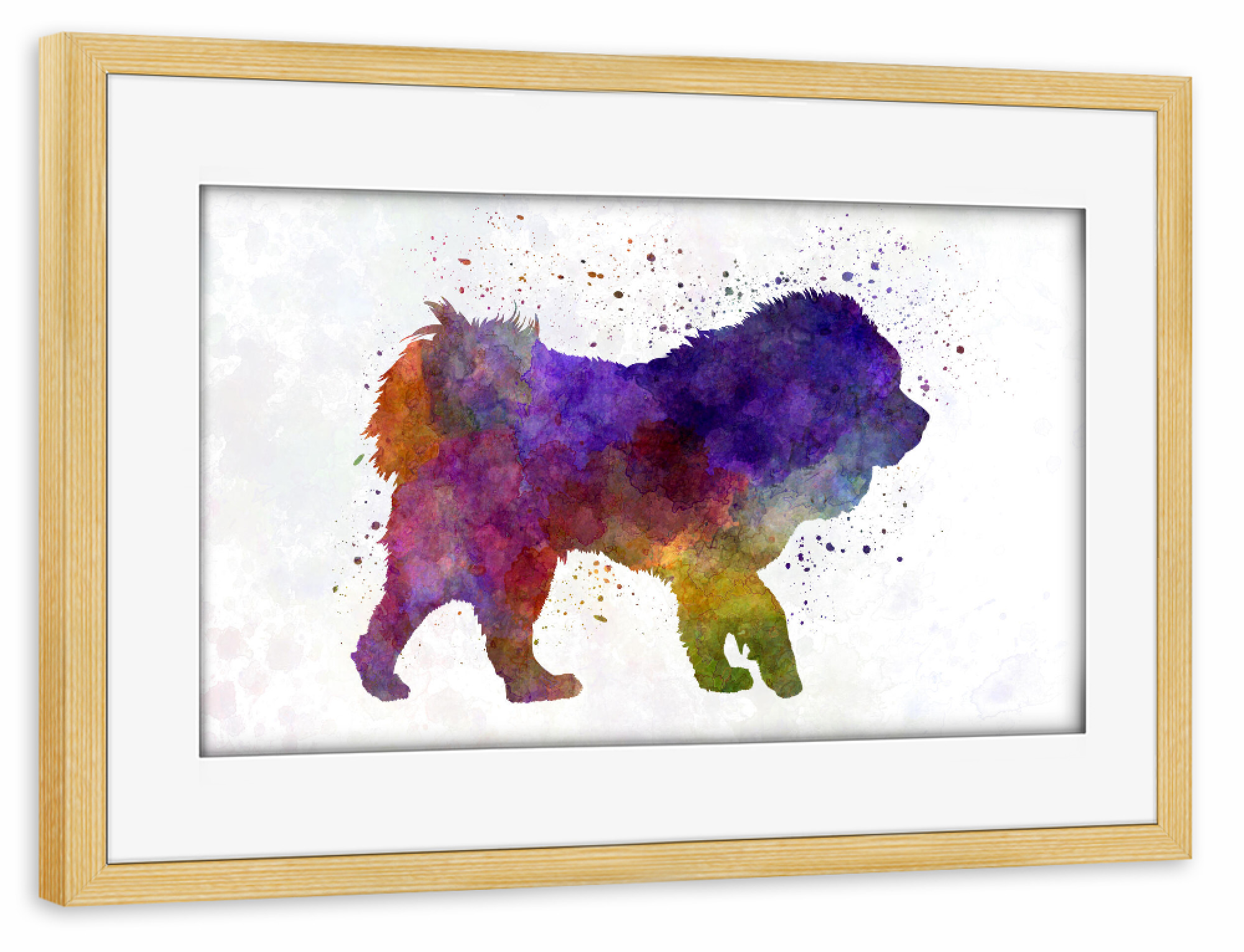 Poster mit Rahmen kiefer "Tibetan Mastiff in watercolor" artboxONE - Tiere,Abstrakt