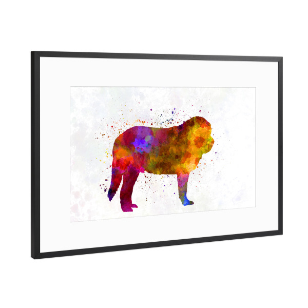 Poster mit Rahmen Schwarz (Metallic) "Spanish Mastiff in watercolor" artboxONE - Tiere,Abstrakt