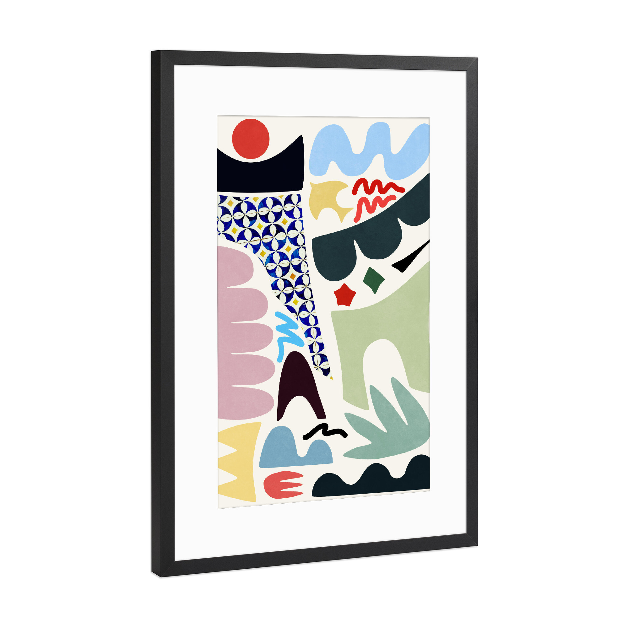 Poster mit Rahmen Schwarz (Metallic) "Sunny Day Shapes" artboxONE - Natur,Abstrakt,Geometrie