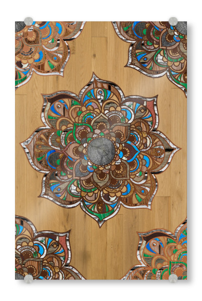 Acrylglasbild "Mandala Wood" artboxONE - Natur,Abstrakt - Mandala,Vector,Yoga,Boho,Fancy,Arabic,Abstract,Nature,Wood,Abstrakt,Bunt,Colorful