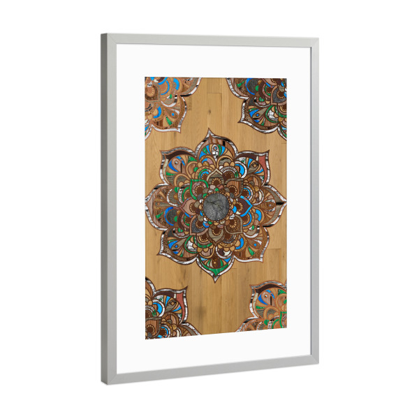 Poster mit Rahmen Silber "Mandala Wood" artboxONE - Natur,Abstrakt - Mandala,Vector,Yoga,Boho,Fancy,Arabic,Abstract,Nature,Wood,Abstrakt,Bunt,Colorful