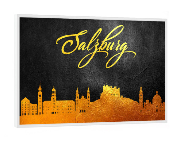 Poster mit weißem Rahmen "Salzburg Austria Gold Skyline" artboxONE - Städte - Gold,Skyline,Salzburg,Austria,österreich,Stadt,City