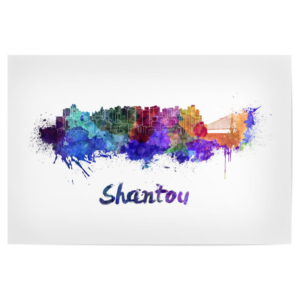 Poster 30x20 cm "SHANTOU skyline in watercolor-x" artboxONE - Städte,Abstrakt,Architektur