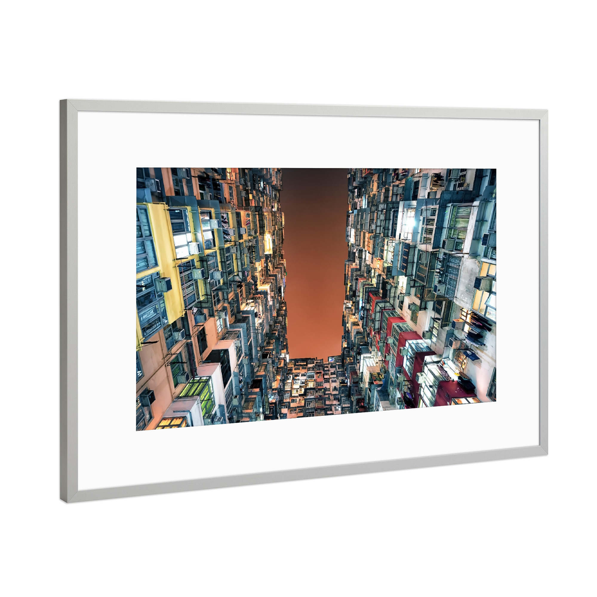 Poster mit Rahmen Silber "Housing in Hong Kong" artboxONE - Städte,Reise,Architektur,Reise / Asien,Reise / Länder