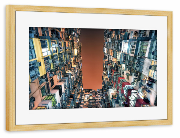 Poster mit Rahmen kiefer "Housing in Hong Kong" artboxONE - Städte,Reise,Architektur,Reise / Asien,Reise / Länder