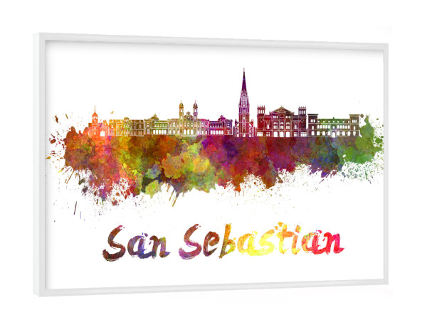Poster mit weißem Rahmen "SAN SEBASTIAN skyline-x" artboxONE - Städte,Abstrakt,Architektur